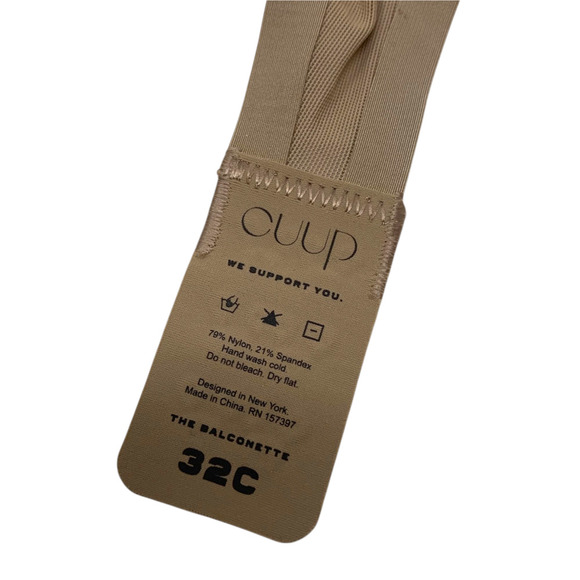 New Cuup The Balconette Sand Sheer Mesh Bra Underwire Sz 32C 32 C NWOT - Picture 4 of 5